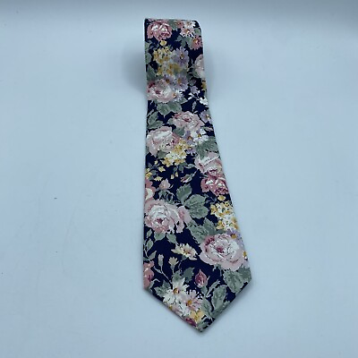 #ad Brooks Brothers Mens Tie Floral Print Preppy Casual Party Cotton