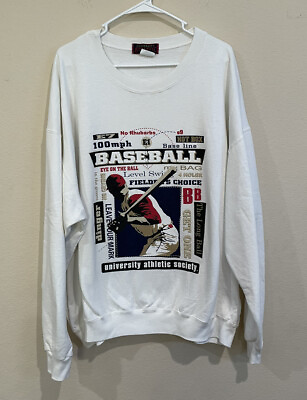 #ad Vtg 90s University Athletic Society Baseball Crew Neck Sweatshirt Mens XL USA