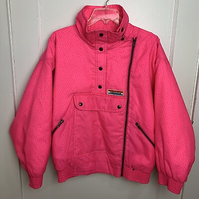 #ad Vintage Hot Pink Dotted Barbie Windbreaker Collection Authentic Klein Womens L