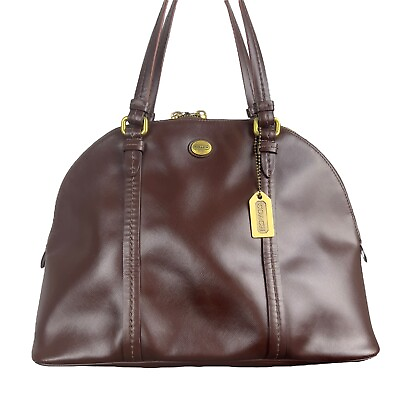 #ad Coach Peyton Cora Domed Brown Leather Satchel Handbag Bag Purse F25671