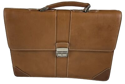 #ad LEVENGER Brown Leather Single Closure Messenger Briefcase Bag FINE LEATHER TOOLS