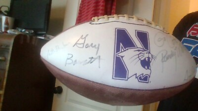 #ad Coach Randy Walker amp; Gary Barnett Signed Northwestern Logo Football Old Ball