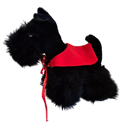 #ad Applause Scottie Dog Scottish Terrier Plush Stuffed Animal Black Vintage 1985 9quot;