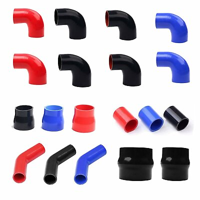 #ad Straight 45 90 Degree Silicone Hose Reducer Intercooler Coupler Turbo Black Red
