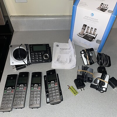 #ad ATamp;T CL83407 Cordless Phone System Answering Machine 4 Handsets Tested *READ