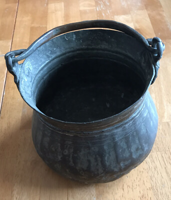 Antique Old Copper amp; Brass Handle Vintage Decorative Bucket Planter