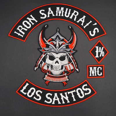 #ad Iron Samurai#x27;s Los Santos 1% MC Large Size Embroidery Iron on Sew Patches Biker