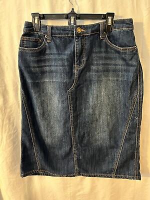 #ad Christopher amp; Banks Denim Jean Skirt Women’s Size 10 Petite Cotton Blend