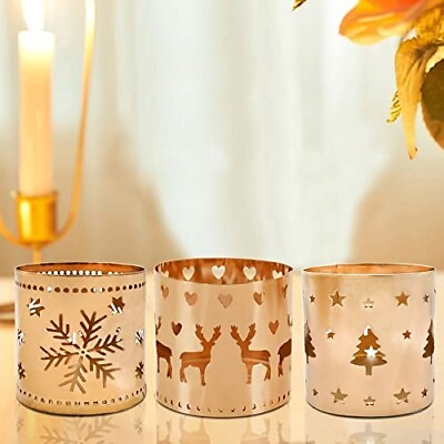#ad Festive Frost: Pack of 3 Snowflake Tealight Holders Perfect for Christmas Decor