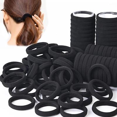 #ad 50 100pcs Black Hair Bands for Women Girls Hairband High Elastic Rubber Band Hai
