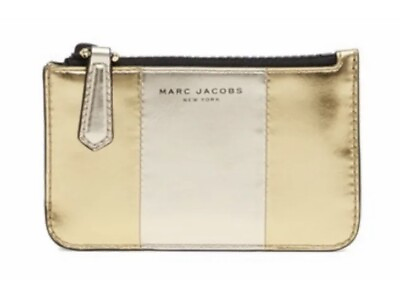 #ad NWT Marc Jacobs Bicolor Metallic Leather Key Pouch Gold Multi New M0013058