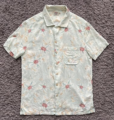 #ad FAHERTY Mint Floral Kona Camp Short Sleeve Hawaiian Shirt Men#x27;s Small 100% Rayon