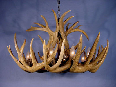 #ad REAL ANTLER WHITETAIL DEER CHANDELIER 8 LIGHTS TROPHY SIZE ANTLERS LAMPS