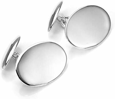 #ad Gorgeous Solid 935 Argentium Silver Oval Chain Beautiful Fabulous Mens Cufflinks