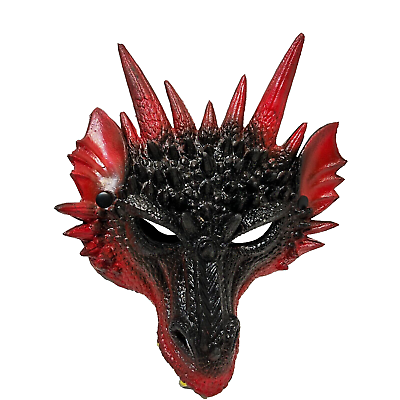 #ad Halloween Adult Mythical Red and Black Dragon Teeth Foam Rubber 3D Mask Costume