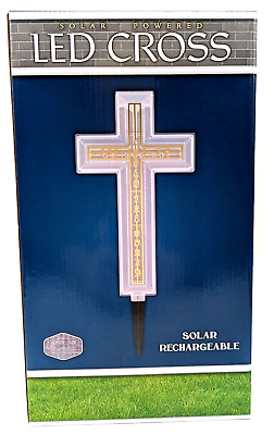 #ad New Solar Rechargeable Bright White LED Cross “For God So Loved The World”