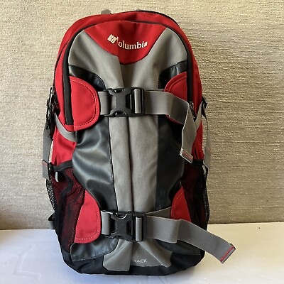 #ad COLUMBIA Half Track Backdraft Backpack Red Gray 2 Compartment Laptop Unisex EUC