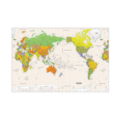 #ad LARGE MAP OF THE WORLD CANVAS POSTER ART PRINT 120x60cm