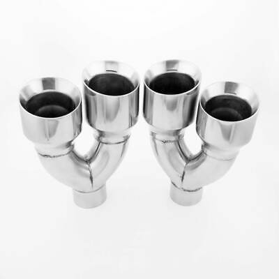 #ad Pair Staggered Dual Wall Quad 4.5quot; Out Exhaust Tips 3quot; IN Slant Stainless Steel