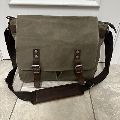#ad Men#x27;s Waxed Canvas Shoulder Bag Crossbody School Laptop Bag Satchel Messenger