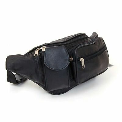 #ad Black Genuine Leather Fanny Pack Phone Hip Waist Bag Travel Sport Holder