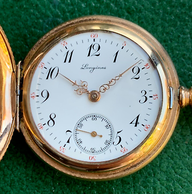 #ad 1901 Longines Ladies Gold Filled Fancy Hunter Case Pocket Watch