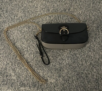 Coach Clutch Navy with Gold Chain for Crossbody
