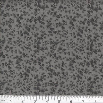 #ad Steel Gray Mini Vine Foliage Tone on Tone 100% Cotton Fabric sold by 1 4 yard
