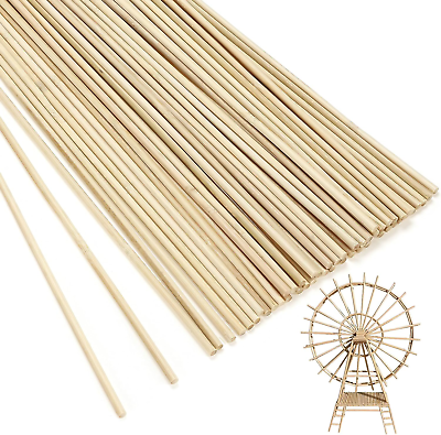 #ad 50 Pcs Extra Long Wooden Dowel Rods 14#x27;#x27;X1 5#x27;#x27; round Natural Bamboo Dowel Rods