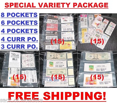 #ad 75 COUPONS SLEEVES PAGES ORGANIZER BINDERS 8 6 4 4C 3C POCKET SIZES