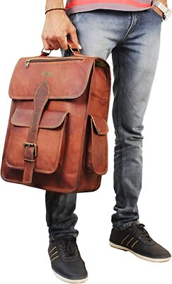 HULSH 16 Inch Genuine Leather Backpack for Women and Mens Leather backpack $70.00