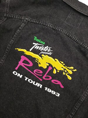 #ad Reba McEntire 1993 Black Jean Jacket Reba On Tour 1993 Exrta Large XL Big Smith