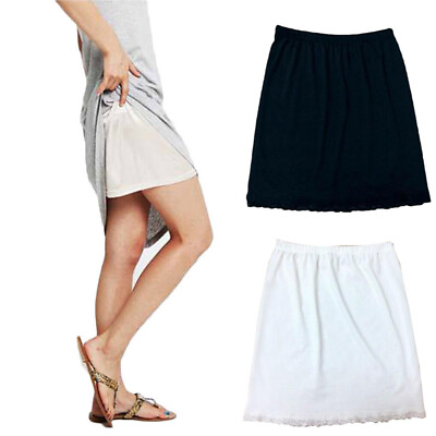 #ad Women Slip Skirt Petticoat Dress Safety Satin Underskirt Mini Under Skirt Half