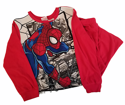 #ad MARVEL Spider Man Fleece Pajamas Set Top Pants Size 8