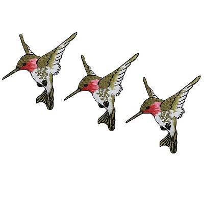 #ad Mini Hummingbird Applique Patch Pink Green Bird Badge 1.25quot; 3 Pack Iron on