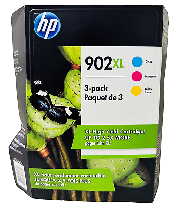 #ad New Genuine HP 902XL Cyan Magenta Yellow 3PK Ink Cartridges In Retail Box