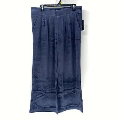 #ad JUICY Couture velour cropped wide leg pants sz L NWT Blue