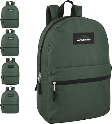 #ad Trail maker 24 Pack Classic 17 Inch Backpacks in Bulk Wholesale Back Green