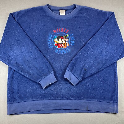 #ad Vintage Mickey Pullover Sweater Embroidered Blue Size Large Disney Store
