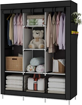 #ad 170 Design Portable Closet Wardrobe Clothes Rack Storage Organizer Shelf Durable