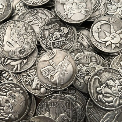 #ad 10x Hobo Nickel Coins Skull Star Collectibles ENGRAVING ART Coin Lot Ramdon