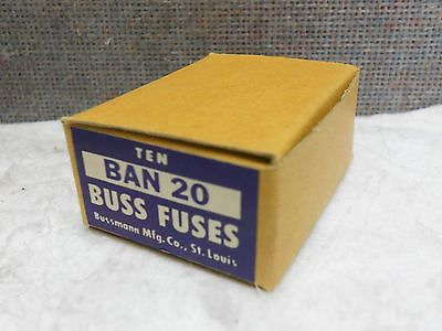 #ad BOX OF 10 OF COOPER BUSSMANN BUSS FUSES BAN 20 NEW BAN20