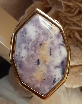 #ad Designer Fine Mexican Opal Gemstone Bronze Ring Size 5.75