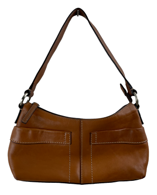 #ad Fossil Brown Leather Baguette Bag Purse Handbag 11x3x5