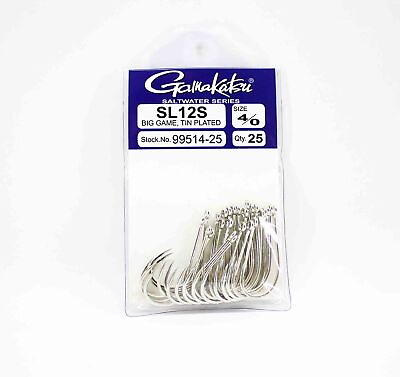#ad Gamakatsu SL12S Big Game Tin Plated Hook Size 4 0 25 Per pack 6856