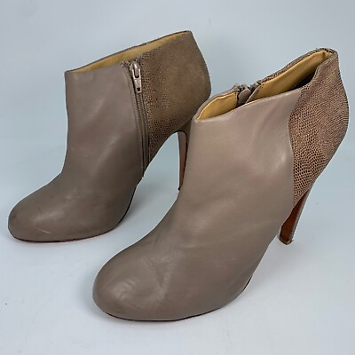#ad Badgley Mischka womens 10 boots booties textured leather heels zip stiletto