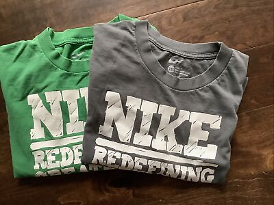 #ad Two Men’s Nike Cotton Loose Fit 2XL TShirts Gray amp;Green w Logo