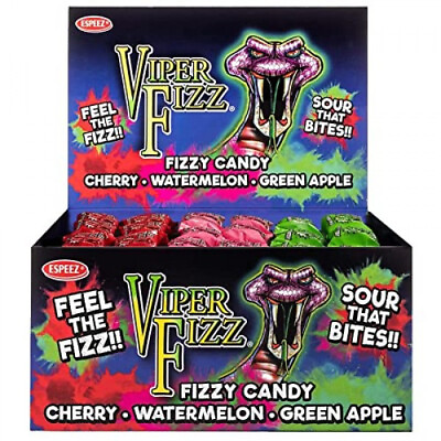 #ad 500 Viper Fizz Candy Wrapped 3 Sour Flavors String Candies FREE SHIP USA