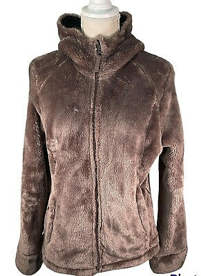 #ad Free Country Womens Hooded Jacket Sz M Brown Faux Fur Full Zipper Inside Pockets