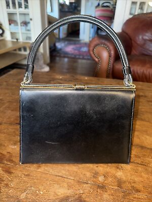 #ad Little Vintage Handbag Black Purse Triangle Upright Sitting